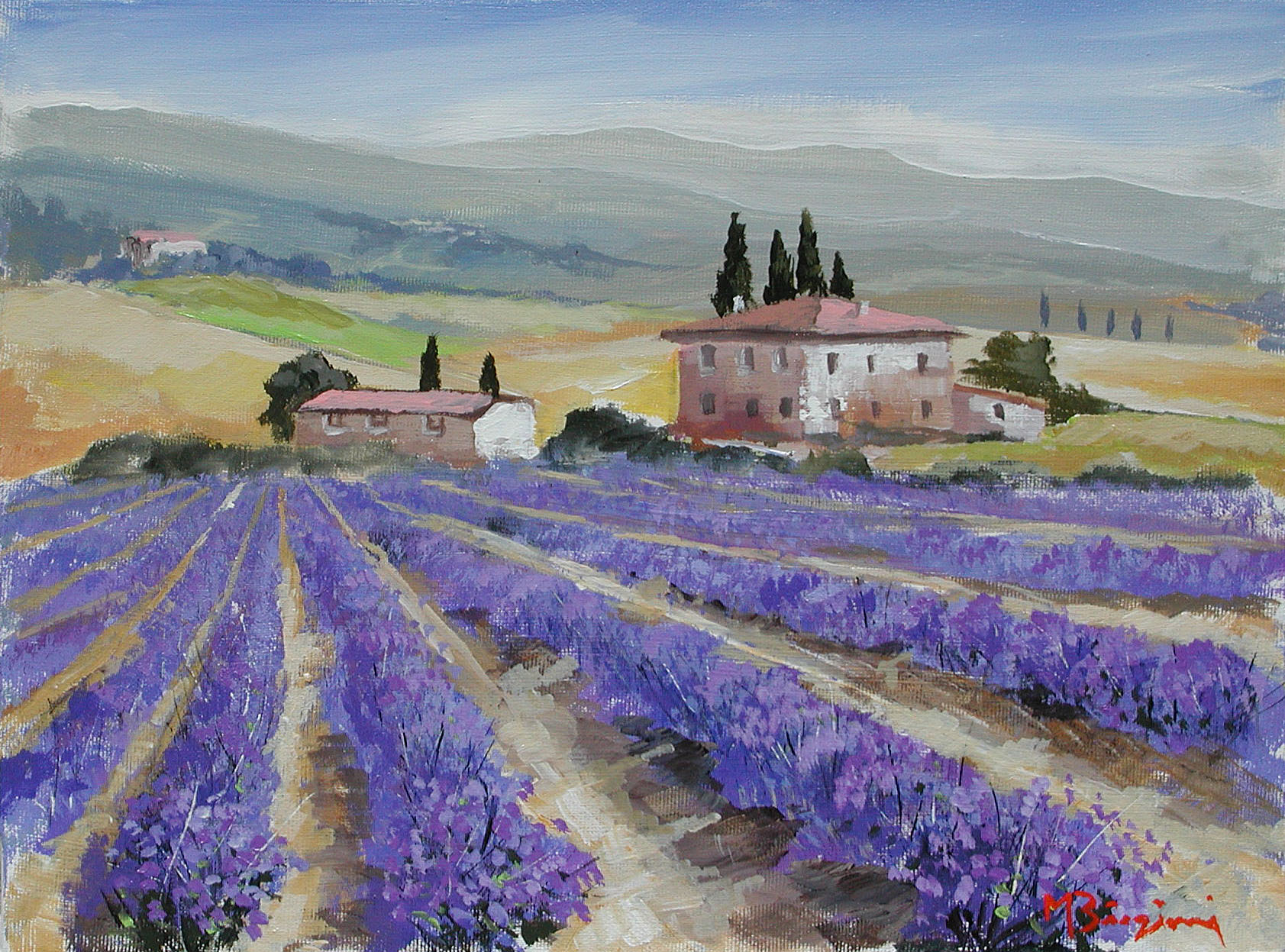 Maurizio Biagioni B2.2417 Campo di lavanda cm 30x40