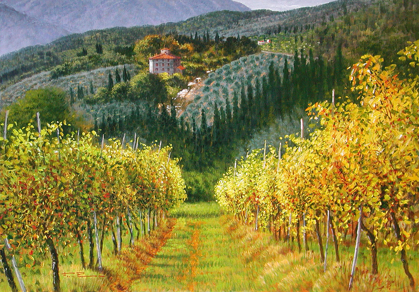 Raffaele Fiore F2.2438 Il Chianti in Autunno cm 70x100