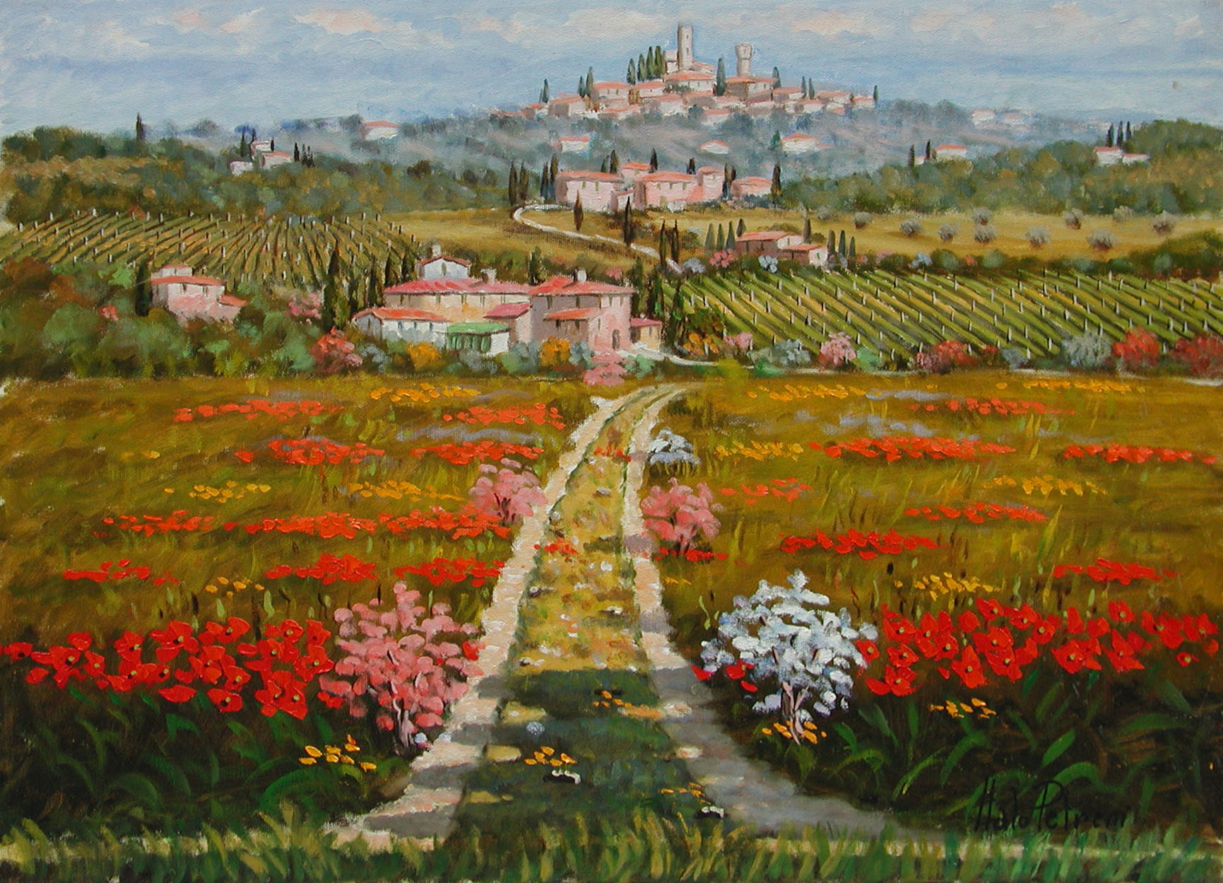 Italo Petreni P1.2320 Paesaggio toscano cm 50x70