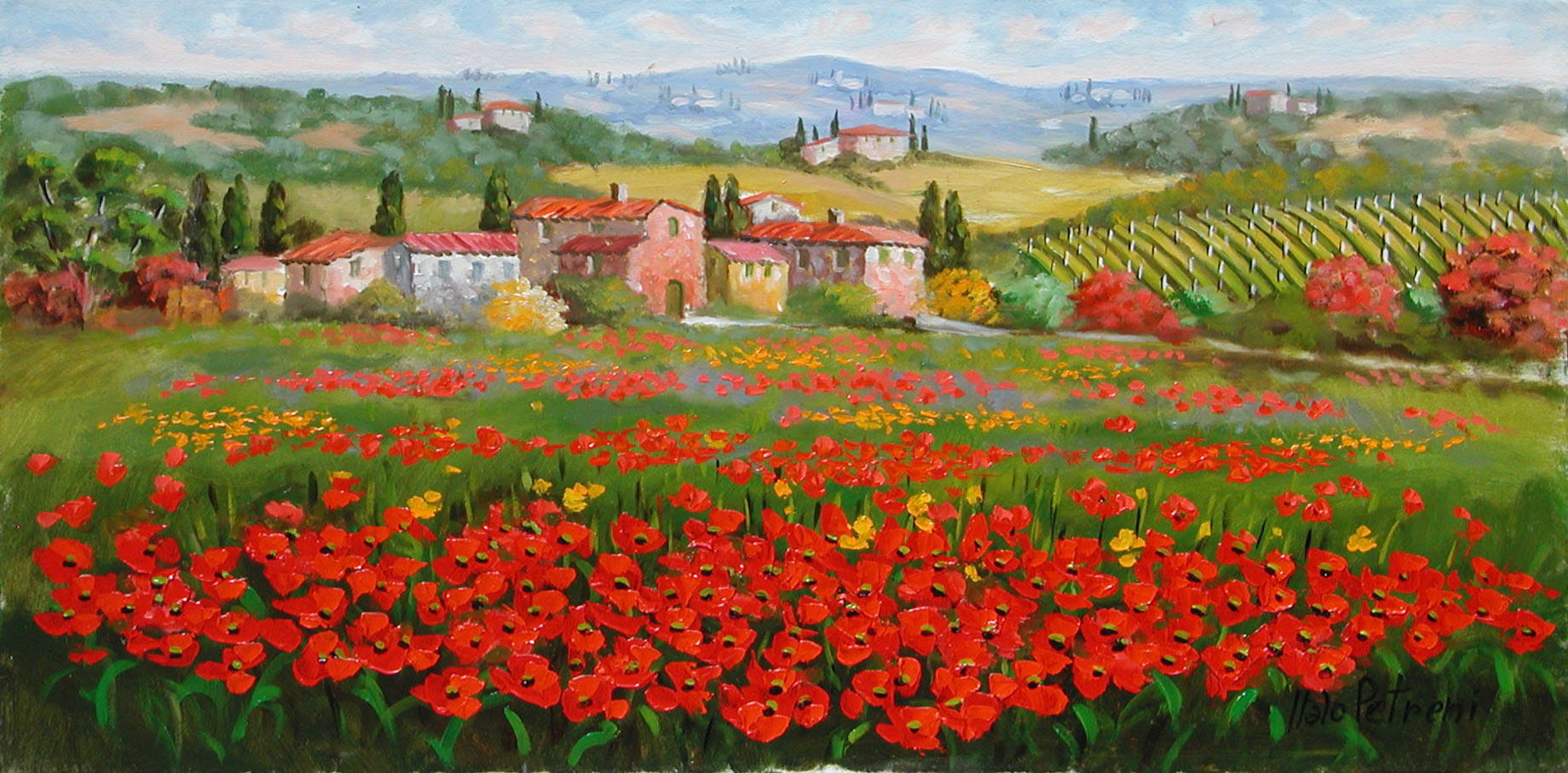 Italo Petreni P1.2411 Paesaggio toscano cm 30x60