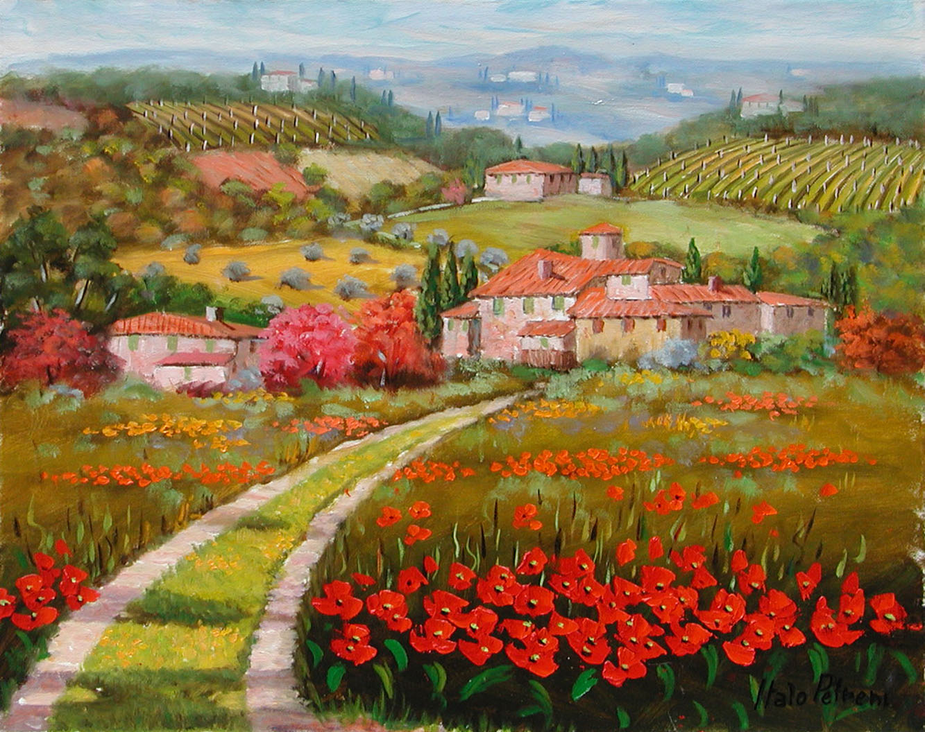 Italo Petreni P1.2414 Paesaggio toscano cm 40x50