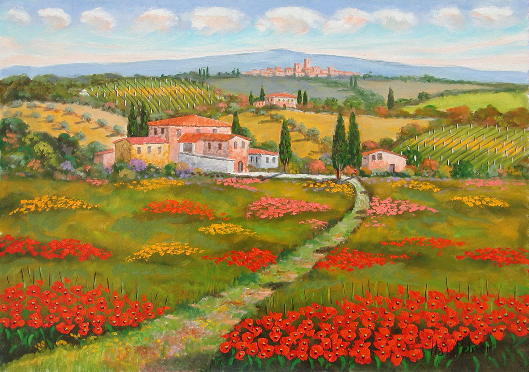 Italo Petreni P1.2418 Paesaggio toscano cm 50x70