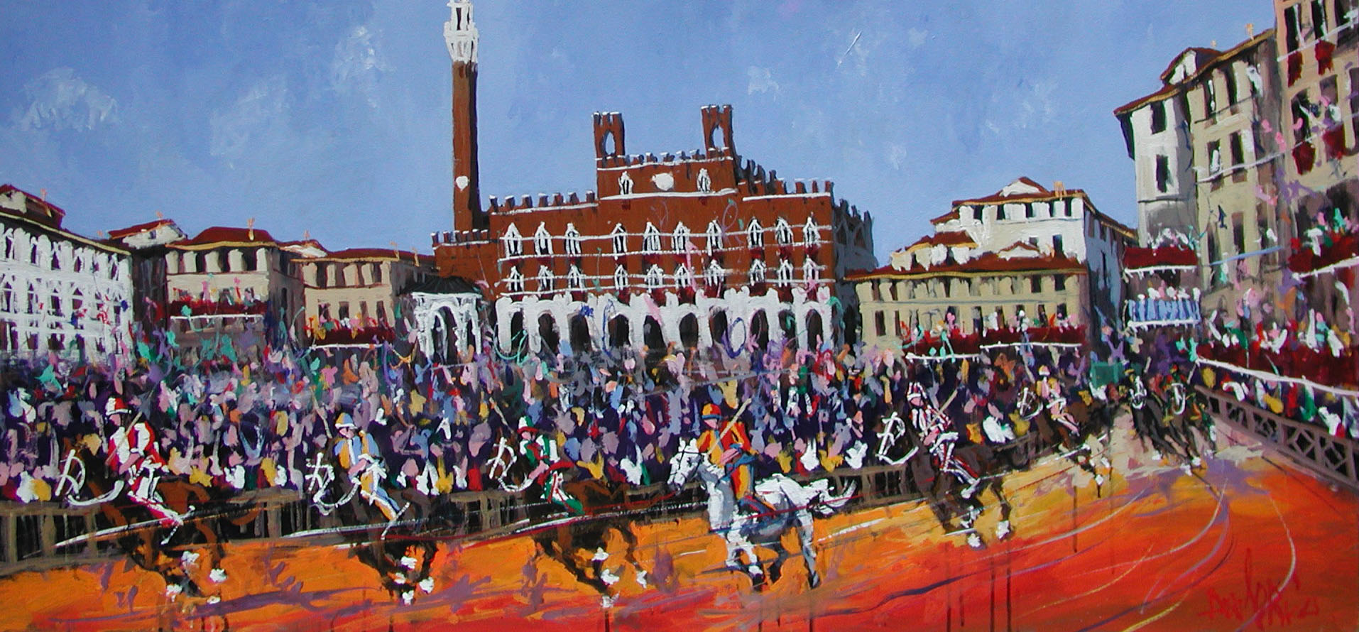 Daniele Ricci R2.2441 Il Palio di Siena - secondo giro cm 70x150