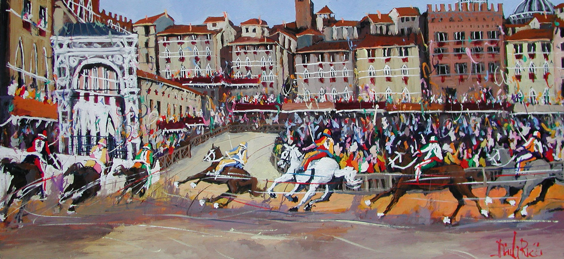 Daniele Ricci R2.2442 I l Palio di Siena - San Martino cm 70x150