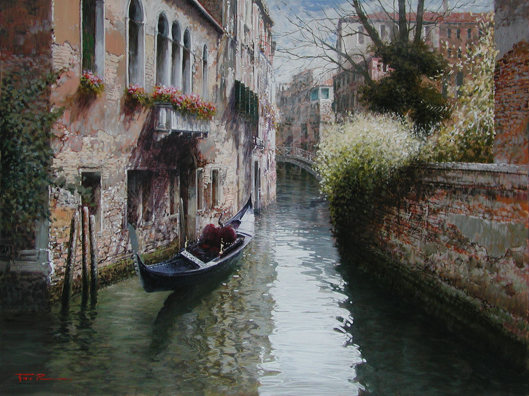 Raffaele Fiore F2.2501 Gondola a Venezia cm 60x80